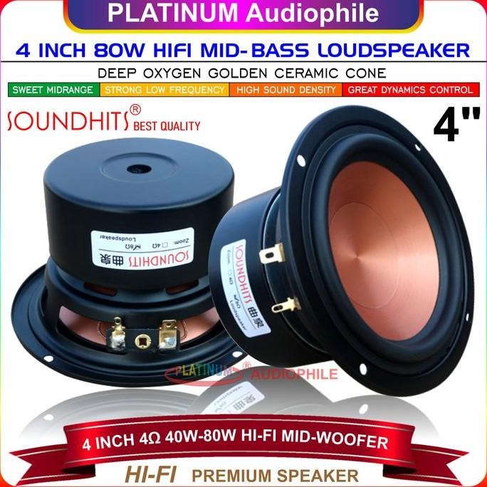 NEW Speaker 4 Inch Mid Bass Mid Woofer Hifi Speker 4" 4 ohm 80W Mid Range Bass Soundhits SL-403R