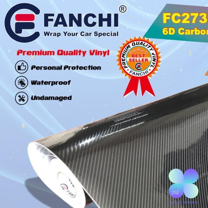 Stiker Skotlet Karbon 6D ROLL Super Glossy Fanchi Carbon Hitam FC273 Black 9 Meter