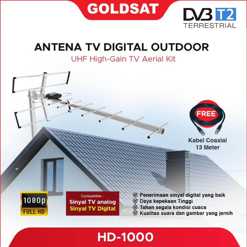 Antena TV Digital Outdoor GOLDSAT HD-1000 / Antena TV Luar
