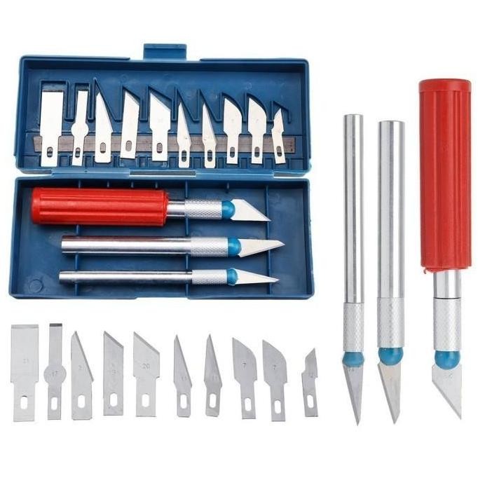 

13 In 1 Set Pisau Alat Ukir Seni / Pisau Ukir + 3 Handle / 13 Pisau