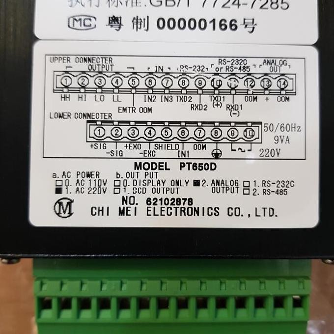 Indicator Pt650D Chimei Weight Controller Pt 650D Output Analog