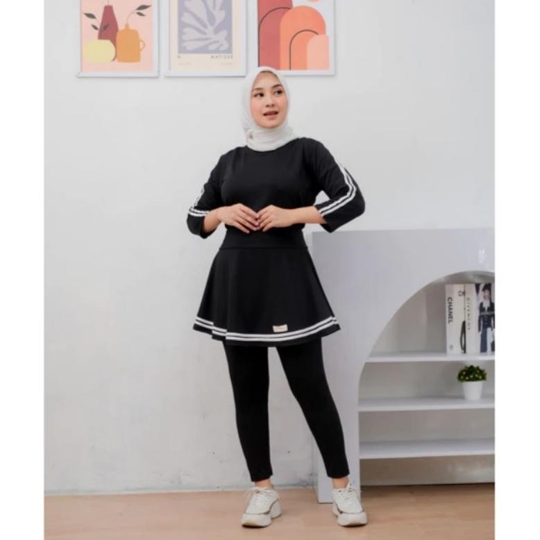 Setelan Olahraga Wanita Muslim Legging Rok Skirt Sport