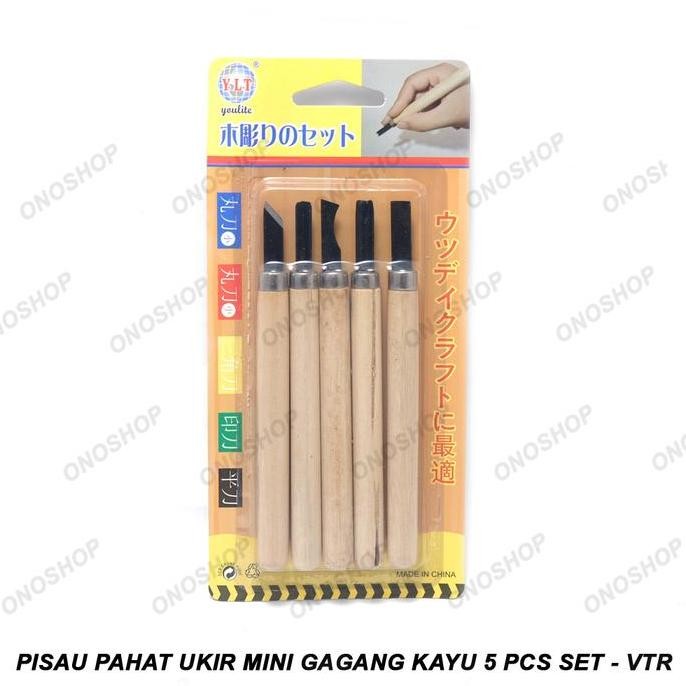 

Pisau Pahat Ukir Mini Gagang Kayu 5 Pcs Set - Vtr