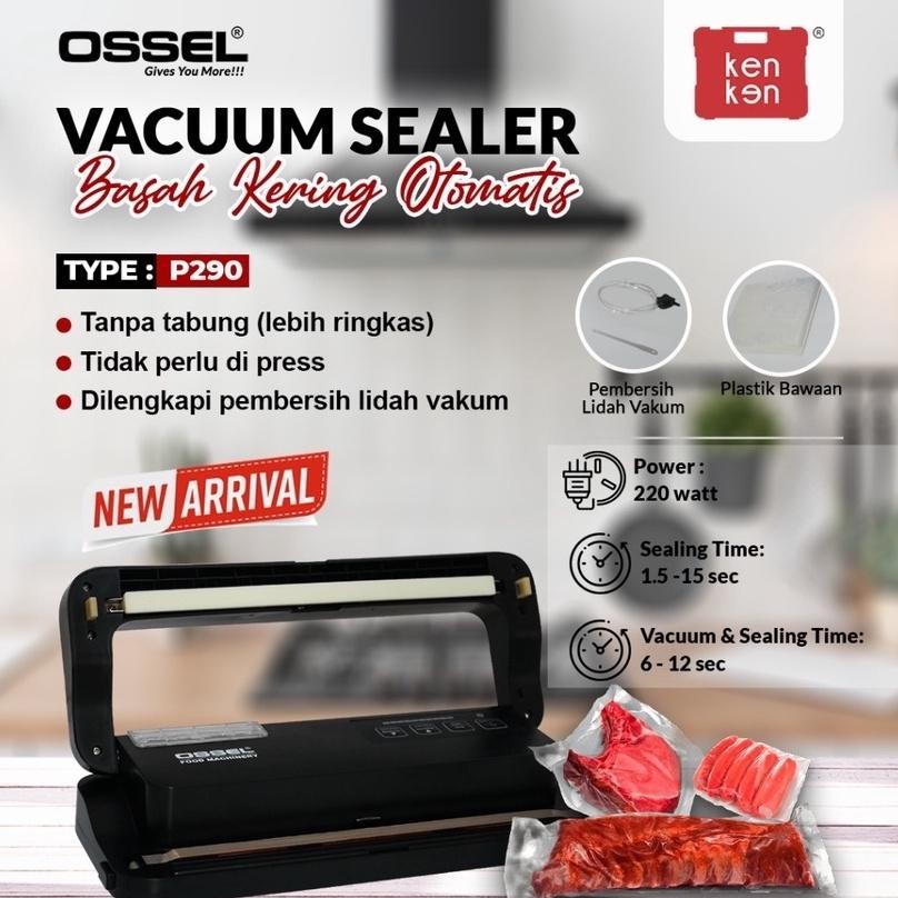 OSSEL Mesin Vacuum / Vacum / Vakum Sealer Otomatis DZ-290 /  P290 Basah dan Kering -OSSEL DiM