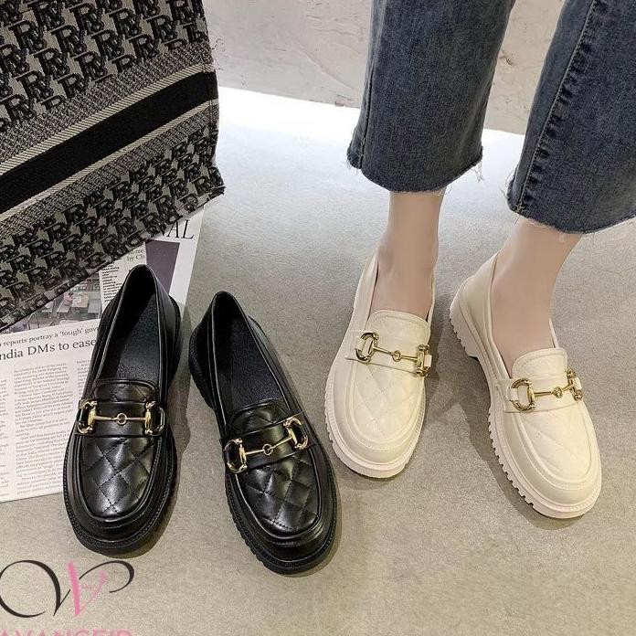 Avanceid 1909 Loafers Sepatu Sneakers Wanita Kerja Docmart Hitam