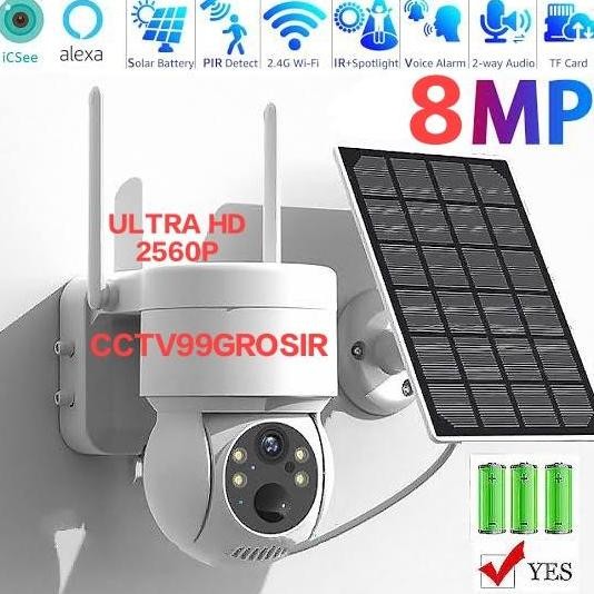 Cctv Ip Camera Outdoor Wifi Solar Panel Surya Tenaga Matahari 8Mp Icse