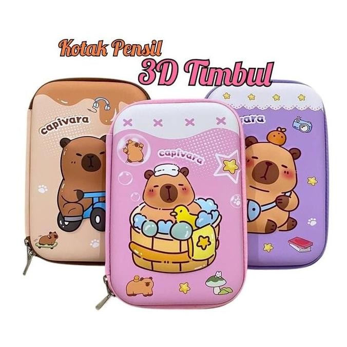 

[FREE GIFT] Kotak Pensil 3D Timbul Capybara Wadah Stationery Kotak Pensil Anak Karakter Lucu Capibara Tempat Pensil 3D Timbul Kotak Pensil Berkulitas SS