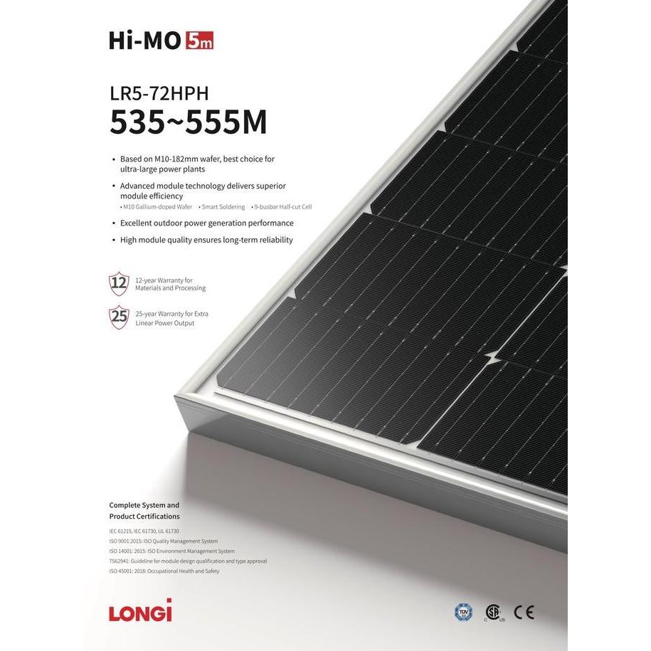 Panel Surya Longi 555 Wp Mono Perc Halfcut Solar Module
