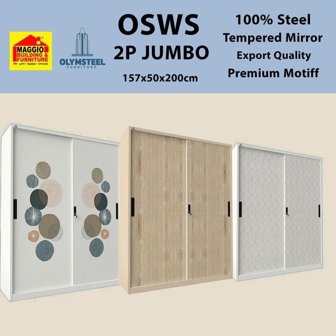 Promo Lemari Pakaian Besi - Lemari Besi - Lemari Olymsteel - Osw 2P Jumbo - Olymsteel