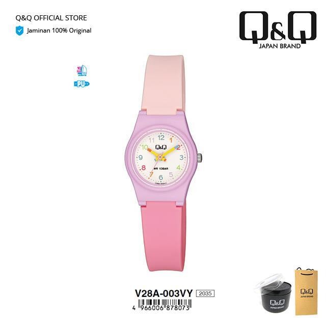 Q&Q Qnq Qq Original Arloji Jam Tangan Anak Lucu Analog - V28 V28A Tahan Air 10 Bar