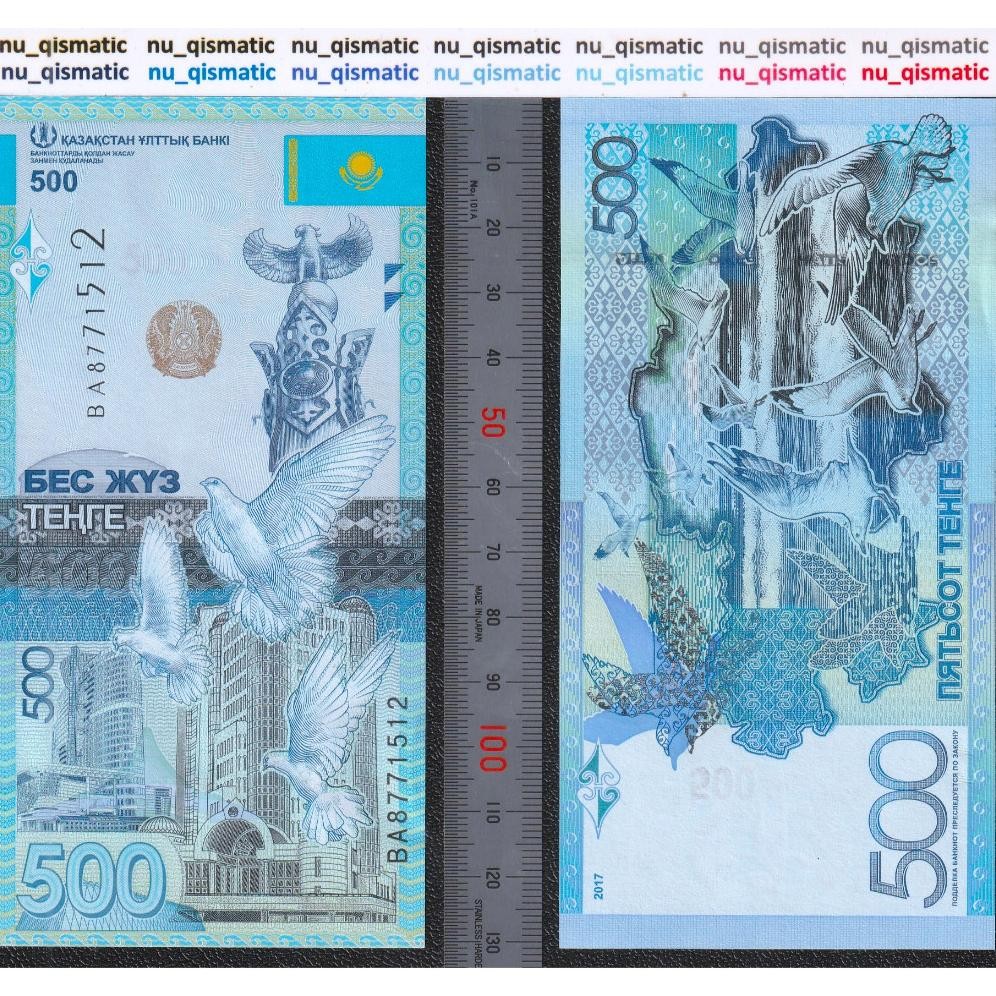Uang Kazakhstan 500 Tenge , 2017 , UNC Baru Super Gress P# A45 DiM