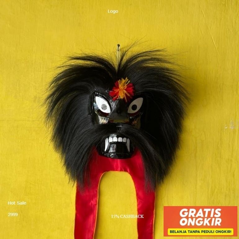 [Termurah] Topeng Ganongan Anak Hitam Seram Asli Ponorogo Ready