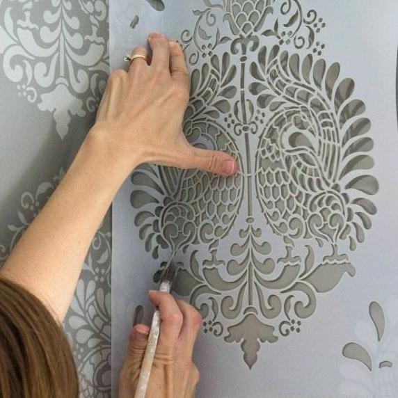 

Stencil dinding motif batik merak ukuran 50x35 cm bahan tebal