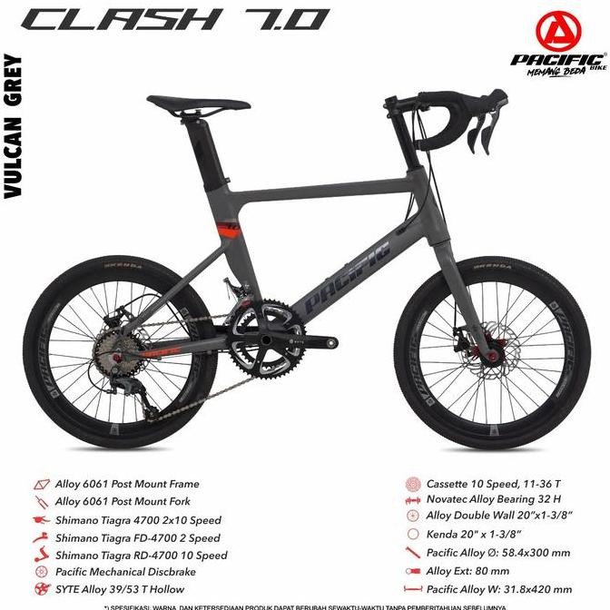 sepeda minivelo pacific clash 7.0 dropbar shimano tiagra 20 inch murah