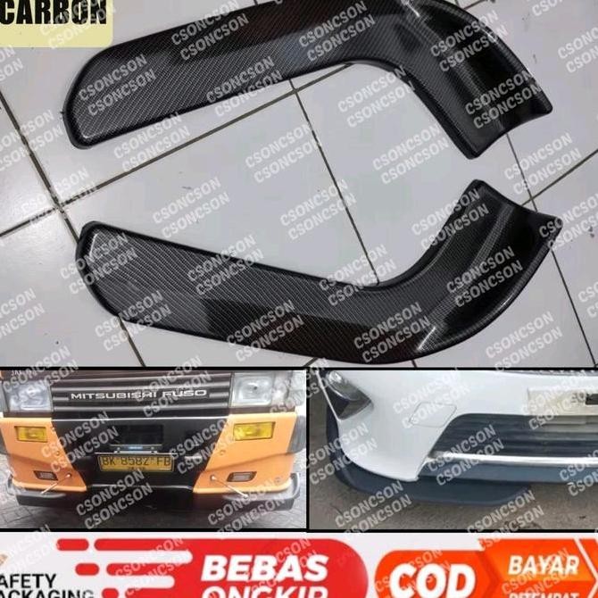 Promo / Terlaris Winglet Lips Bumper Depan Hitam Carbon Mobil Universal Avanza Xenia Innova Agya Ert