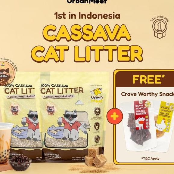 

Urban Moof Paket Pasir Kucing Cassava Cat Litter Bundle 2 Pcs Brown Sugar