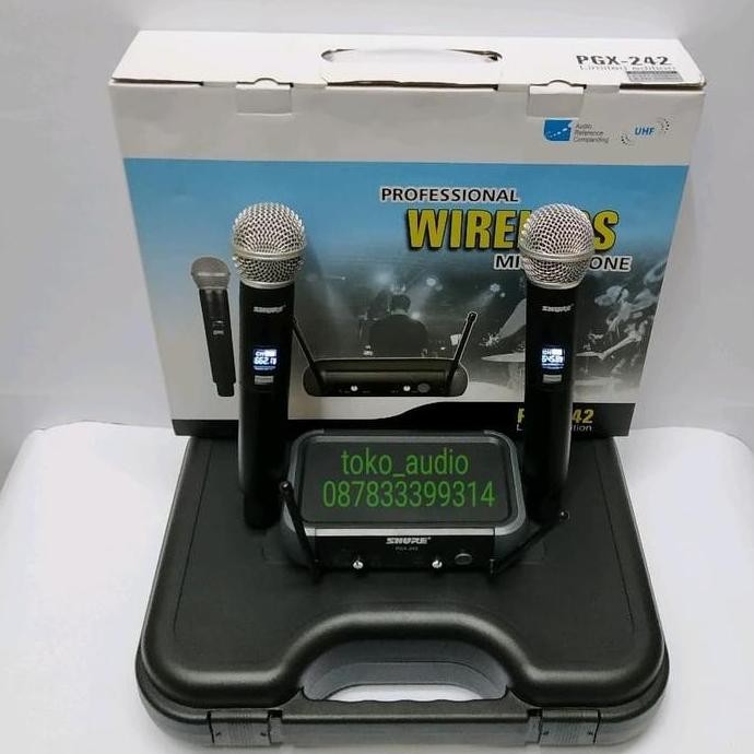 BARU MIC WIRELESS SHURE PGX 242 ORIGINAL UHF DUAL CHANNEL