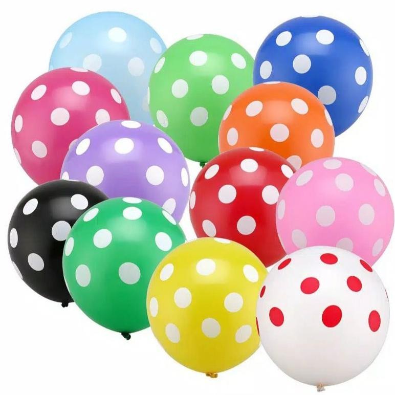 2er-54 An85 Balon Polkadot 12inch Isi 100pcs Warna Ceria Grosir Premium Murah
