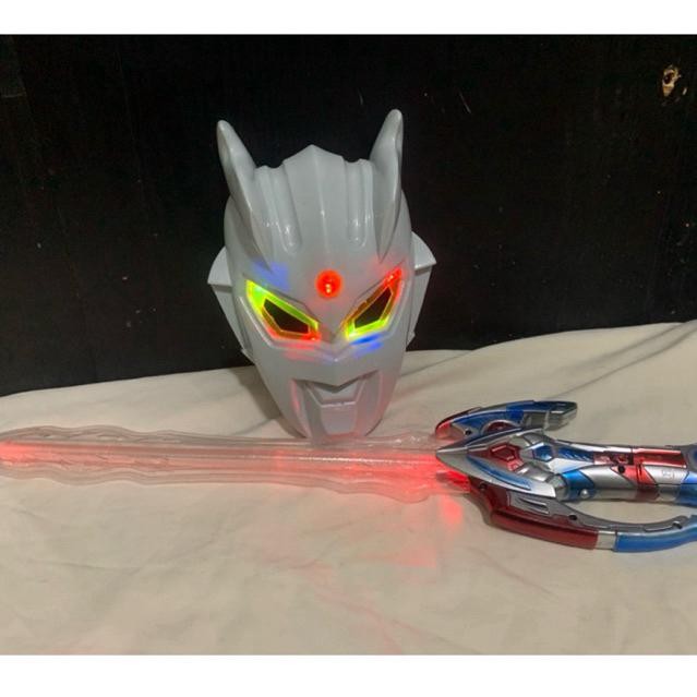 mainan pedang topeng ultraman zero lampu led suara Ori