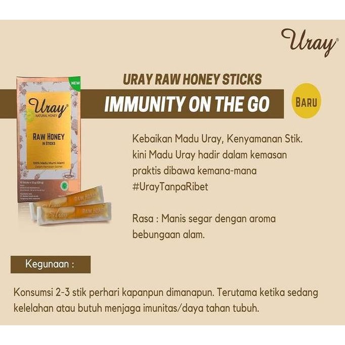 

TERMURAH MADU URAY STICK 10 SACHET - RAW HONEY ASLI & VARIAN GINGER HERBAL