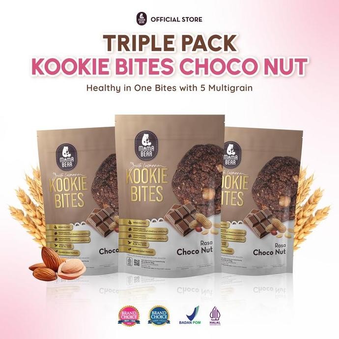 

MamaBear KOOKIE BITES Bundling TRIPLE Pack Choco Nut Kukis Mungil BPOM Halal