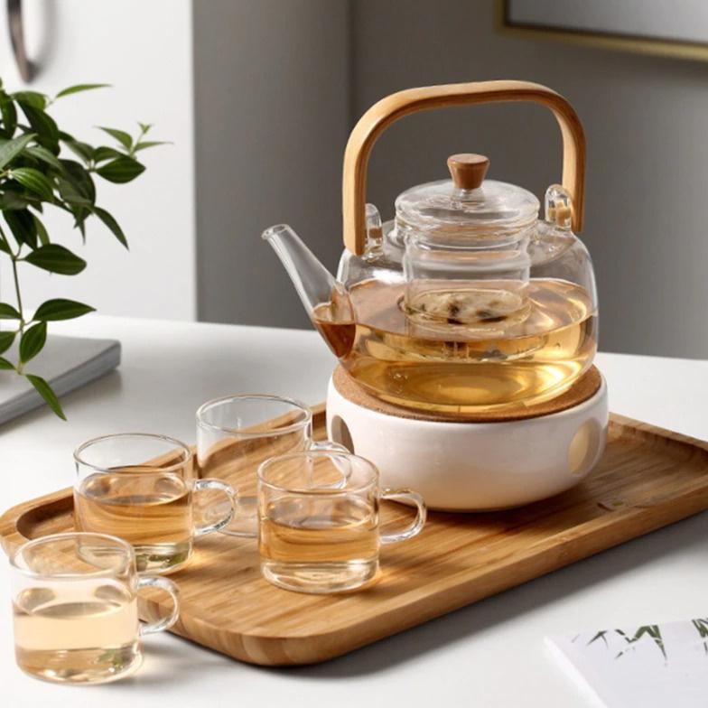 Berkualitas Teko Teh Kopi dengan Saringan Kaca / Ceret Kaca Pemanas Air 1 Ltr dengan Saringan Infuse