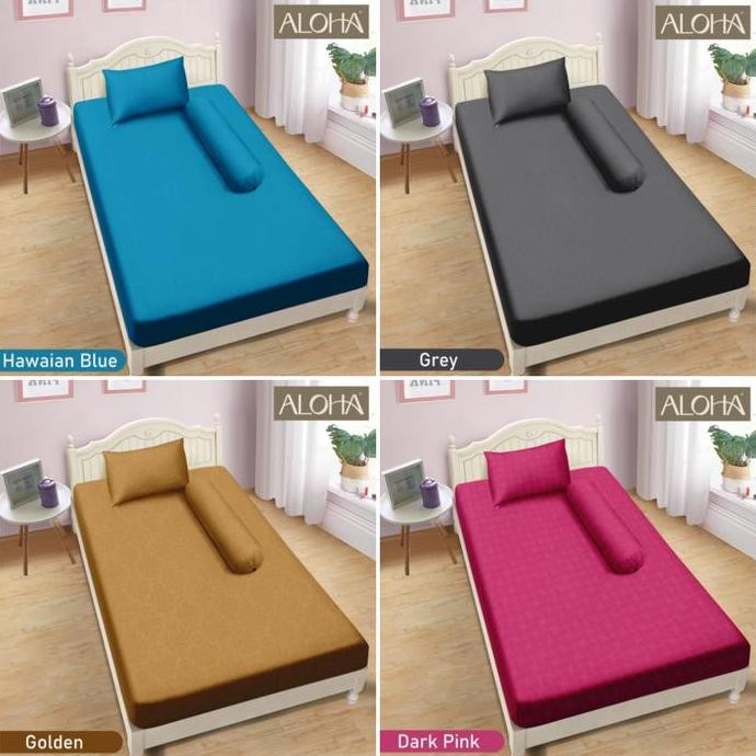 SPREI SINGLE ALOHA size 120 x 200 ( 4 kaki ) POLOS EMBOSS