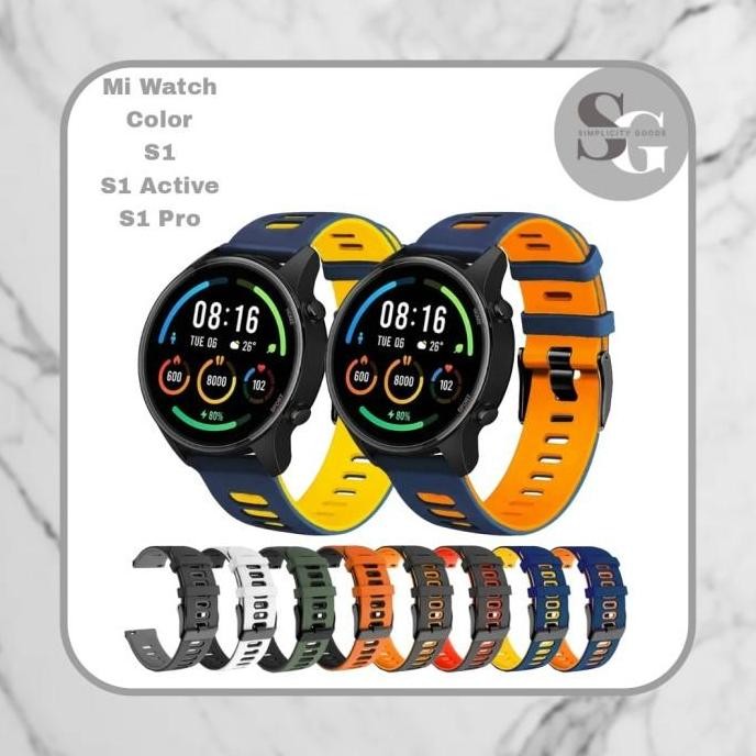 Ori - Strap Xiaomi Mi Watch S1 22Mm - Tali Jam Smartwatch Dual Color Silicone Rubber