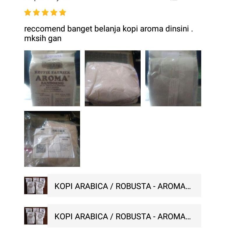 

Kopi Arabica / Robusta 250 Gr - Aroma Bandung Fresh Asli Bubuk Giling Halus /Medium /Kasar /Biji - Indonesia Coffee - Tokomart Shop