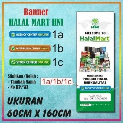 ready SPANDUK BANNER HNI HALAL MART UKURAN 160CM X 60CM