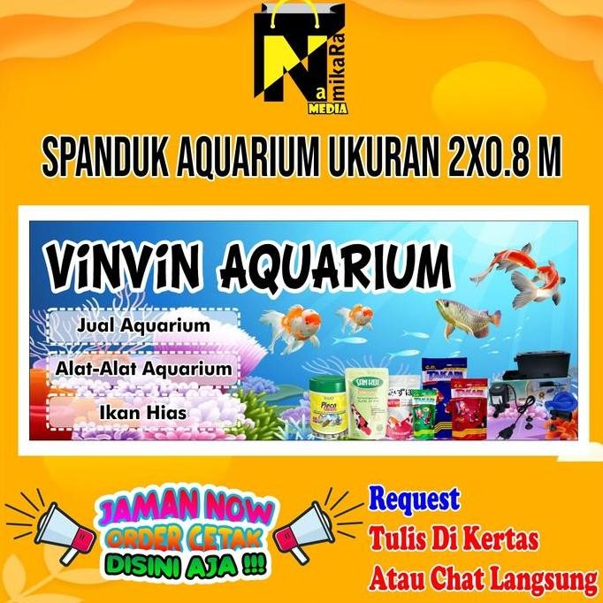 ready Spanduk Banner Backdrop Toko Aquarium Ikan Hias / Banner Ikan Hias