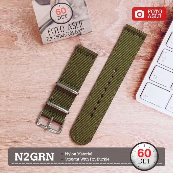 Ori - Paket 2 Tali Jam Nylon Non Nato 18Mm 20Mm 22Mm 24Mm - Strap N2Grn Universal