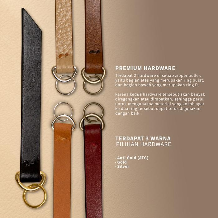 LB Enzo Zipper Puller Gantungan Resleting Tas Kulit Asli Leather Lecari Pria Wanita