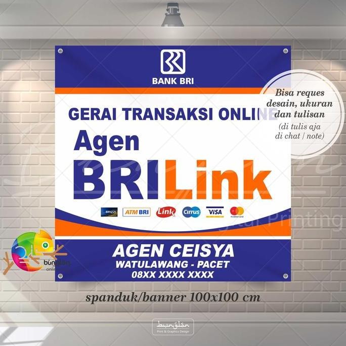 ready Size 100x100 Cm Spanduk Banner Agen Brilink