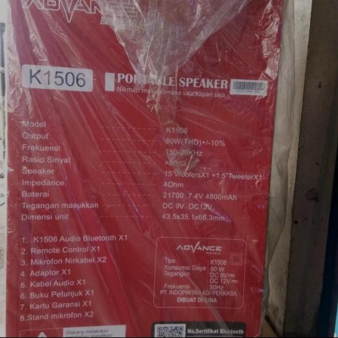 Advance Speaker Portable 15 Inch/Speaker Dorong Advance 15 Inch 2 Mic