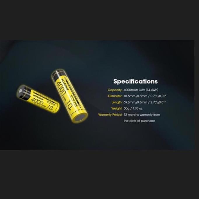 Diskon Battery Nitecore Nl1840Hp 18650 4000Mah 3.6V Rechargeable Li-Ion Ori