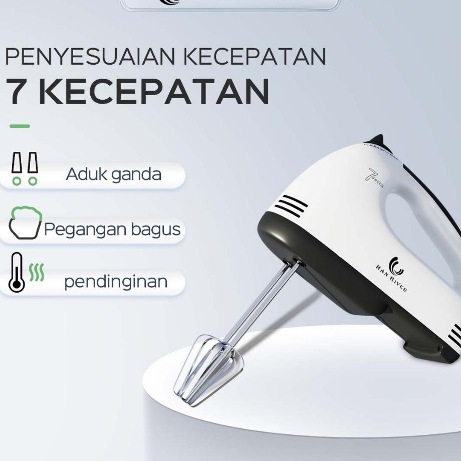 Han River Mixer Hand Mixer Tangan Pengocok Telur Elektrik Multifungsi Mixer Putih