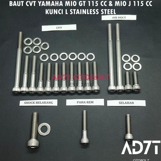 Produk Baru Baut CVT Stainless Steel Mio GT 115 Mio J 115 Mio Soul GT 115 Kunci L