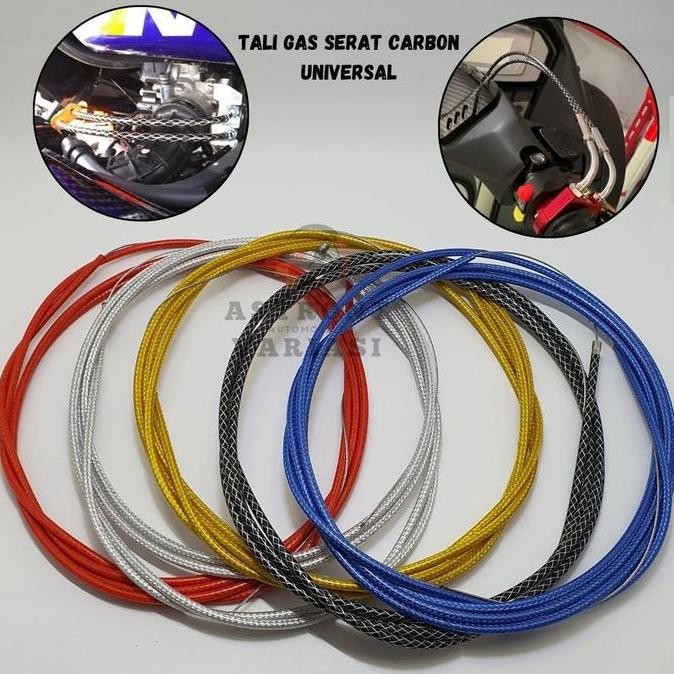 Tali Gas Serat Carbon Spontan Aktif Selang Gas 300Cm Universal Rx King Nmax Ninja Ktc Mio Sporty Bea