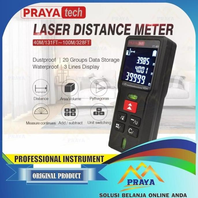 40M Laser Distance Meter / Meteran Laser Prayatech 40 Meter Digital Kualitas Terbaik Harga Termurah