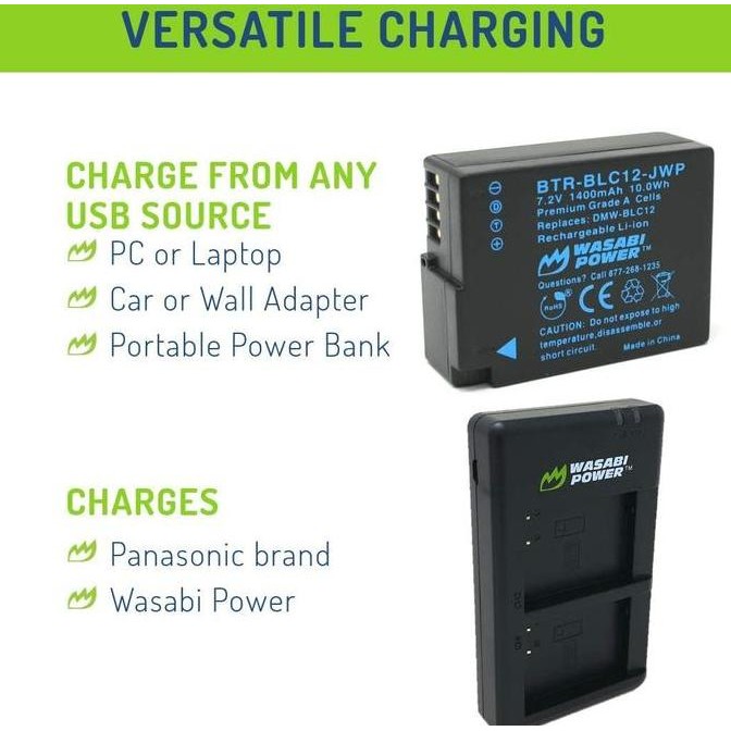 Diskon Wasabi Power Battery Kit For Panasonic Dmw-Blc12E G85 Gx8 G7