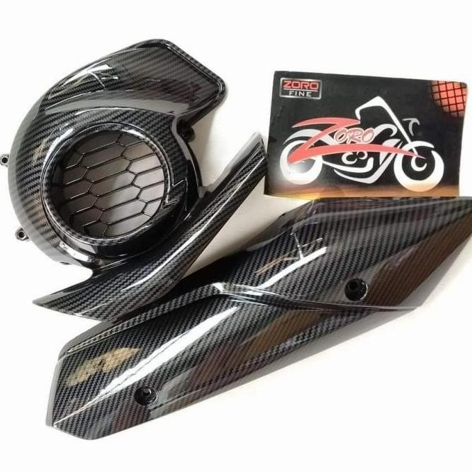 Produk Baru!! Cover Tutup Kipas & Knalpot Mio M3 GT Fino Mio125 Carbon Zoro - Variasi Motor Matic
