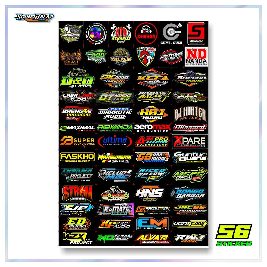 

(Langsung Beli) Stiker Sound System Vynil Anti Air Isi 63/56/55 Sticker - Faskho Brewog Brengos Bj Hunter Ku45