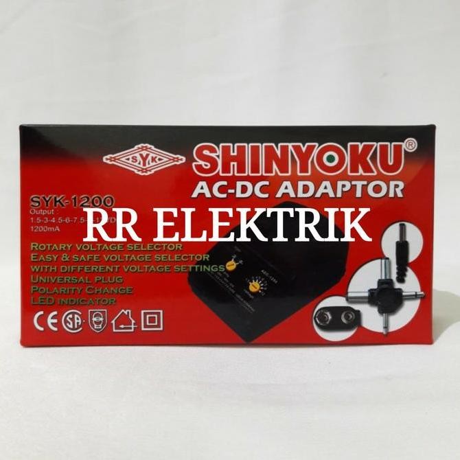 Adaptor Universal Ac/Dc Shinyoku 1200Ma 1200 Ma Merk Shinyoku