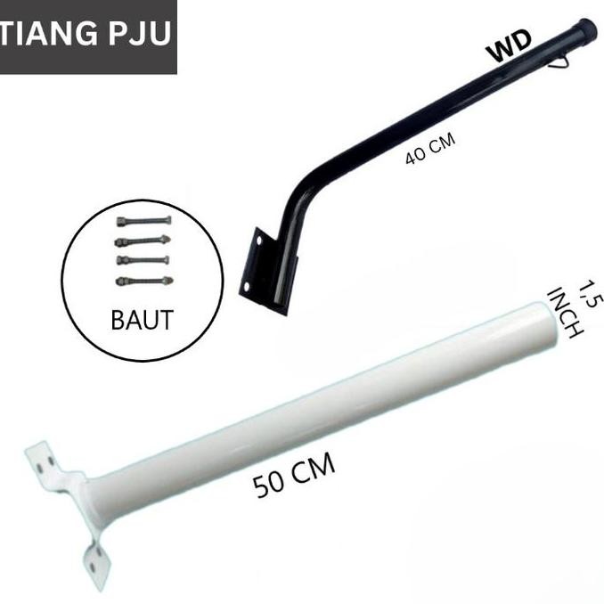 TIANG BESI PJU + BRACKET KLEM & BAUT LAMPU JALAN TAMAN TAHAN CUACA STOK TERBATAS