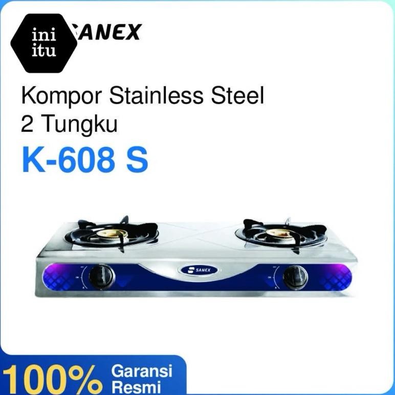 Terlaris [ Sanex ] Kompor Sanex K-608S Kompor Gas 2 Tungku Stainless Steel Anti Karat K 608S / K608S