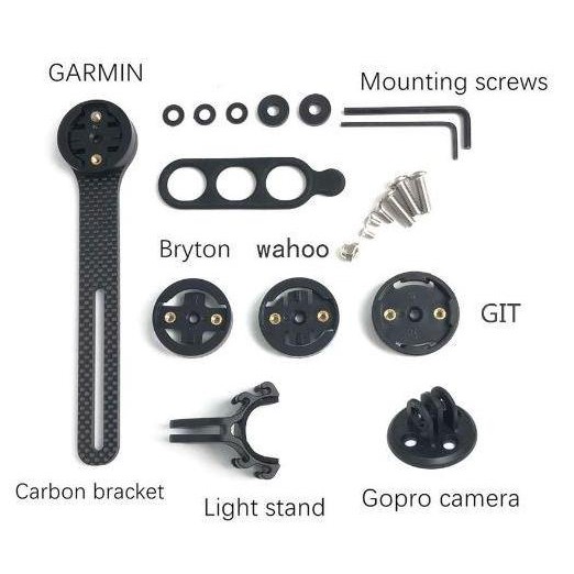 BRACKET HANDLEBAR CARBON HOLDER CYCLOCOMP SEPEDA SUPPORT GPS SPEEDOMETER STOK TERBATAS
