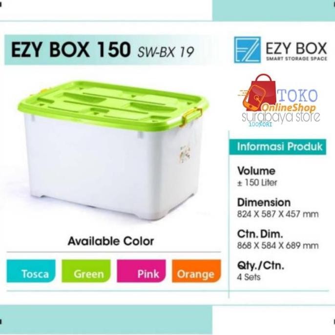 TERBARU - EZ box container plastik super jumbo 150 liter smart storage box roda