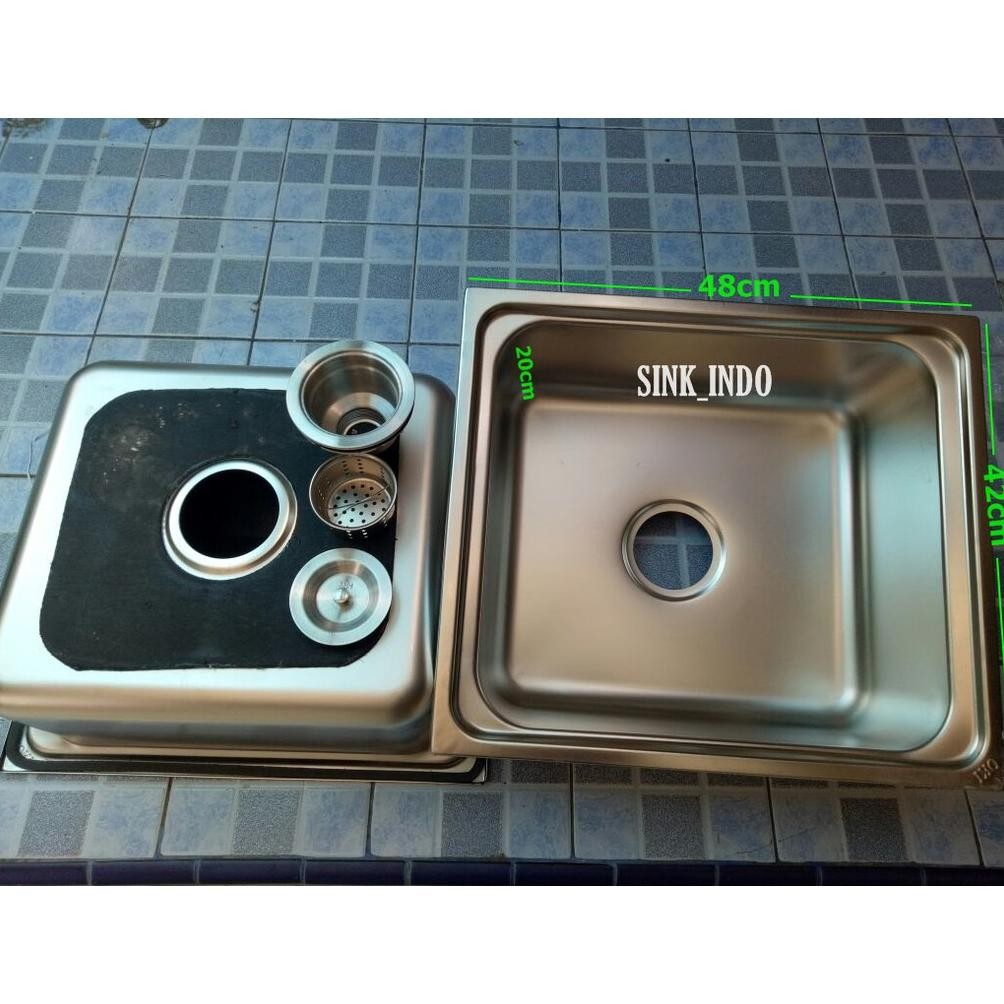 TERLARIS Bak Cuci Piring Stainless Oki 48 x 42 x 20 Bak Cuci Piring 1 Lubang westafel cuci piring Ok