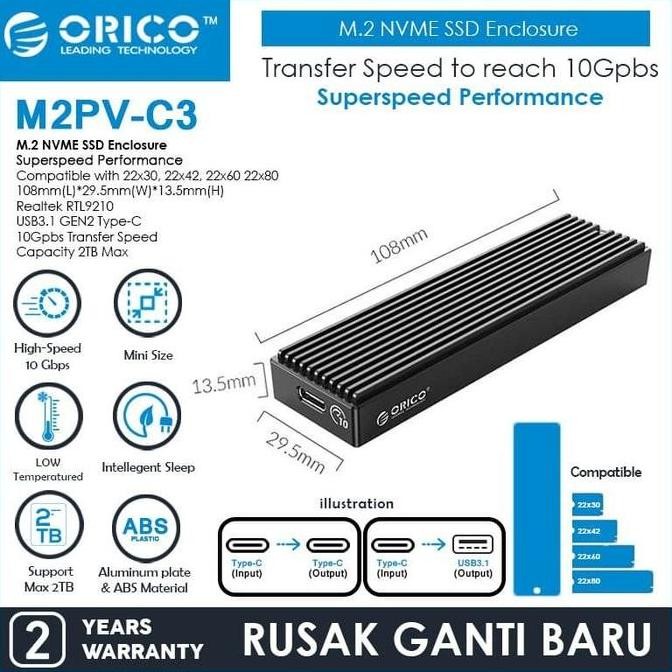 ORICO M.2 NVMe SSD Enclosure - M2PV-C3